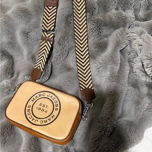 Marc Jacobs Tan and Brown Logo Crossbody Bag